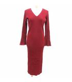 スライ SLY ワンピース ロング ニット Vネック 長袖 FREE 赤 レッド /YK