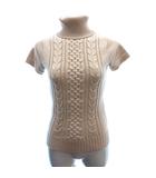 ニット セーター タートルネック ケーブル ウール 半袖 38 M ベージュ /AU