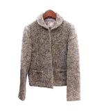 イエナ IENA ラウンドカラージャケット ツイード 総裏地 ウール モヘヤ混 茶 ブラウン /AU