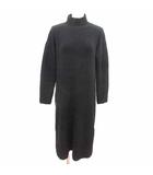 プラステ PLST ワンピース ひざ丈 ハイネック 長袖 アルパカ混 M 黒 ブラック /YK