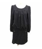 ワンピース ミニ ドッキング 長袖 ウール M 黒 ブラック /YK ●RY