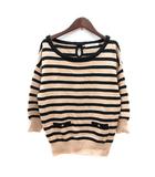 エフデ ef-de ニット セーター ボーダー 長袖 9 M ベージュ 黒 ブラック /MN