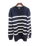 イエナ IENA ニット チュニック ミニ ボーダー ウール 長袖 紺 ネイビー /AU
