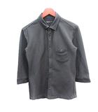 ハイダウェイ ニコル HIDEAWAYS Black by NICOLE ステンカラーシャツ ストライプ 五分袖 46 M 黒 ブラック /AU