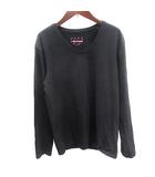 カットソー Tシャツ ロンT Vネック 長袖 M 黒 ブラック /AU