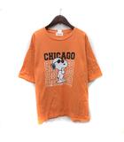 ピーナッツ PEANUTS Tシャツ カットソー 半袖 スヌーピー M オレンジ /YI