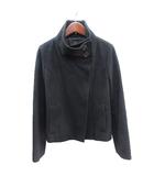 スタンドカラーコート ショート丈 総裏地 ウール カシミヤ混 36 S 黒 ブラック /AU