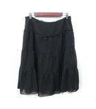 エフデ ef-de フレアスカート ミモレ ロング ティアード シフォン 15 XXL 黒 ブラック /YI