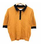  アントム ANTHOM ポロシャツ ニット 五分袖 38 M 黄色 マスタード 黒 ブラック /YK
