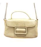 ザラ ZARA バッグ ポシェット 2way 型押し 黄 クリームイエロー /MS