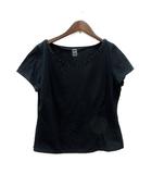 エフデ ef-de カットソー Vネック 半袖 ラインストーン 15 XXL 黒 ブラック /MN