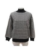 オリーブデオリーブ OLIVE des OLIVE ニット セーター ハイネック 千鳥格子 長袖 F 茶 ブラウン 黒 ブラック グレー 白 ホワイト /MS