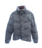 ダウンジャケット スタンドカラー 総裏地 ギンガムチェック S グレー /AU