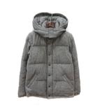 ダウンジャケット ウール ヘリンボーン柄 総裏地 フード 1 グレー 白 ホワイト /MS