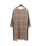インディヴィ INDIVI ワンピース ひざ丈 グレンチェック 長袖 44 L ベージュ /MN