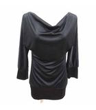 カットソー ドレープ ドルマンスリーブ 七分袖 38 M 黒 ブラック /YK