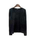 カットソー Tシャツ Uネック 長袖 S 黒 ブラック /MN