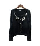 アクシーズファム axes femme カーディガン ニット レース 刺繍 M 黒 ブラック /MN