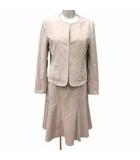 イネド INED スーツ セットアップ ノーカラージャケット 総裏地 フレアスカート ミモレ ロング 11 L ライトベージュ /YK ●RY