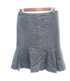 プリーツスカート ひざ丈 ラメ ツイード ウール アンゴラ混 34 XS グレー /AU
