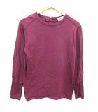 Tシャツ カットソー クルーネック 長袖 赤 ワインレッド /YK