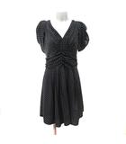 ナノユニバース nano universe ワンピース ひざ丈 半袖 シフォン ドット 黒 ブラック /YI