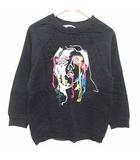 Tシャツ カットソー 刺しゅう 長袖 XS 黒 ブラック /YK