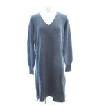 スピック&スパン Spick&Span ニット ワンピース ひざ丈 Vネック ウール 長袖 チャコールグレー /AU