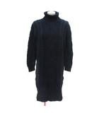 スライ SLY ニットワンピース ひざ丈 タートルネック ケーブル 長袖 F 紺 ネイビー /MS