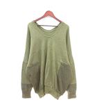 スラドキー Sladky ワンピース ニット ミニ 長袖 切替 アンゴラ混 カシミヤ混 緑 グリーン /MN