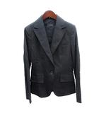 テーラードジャケット シングル 総裏地 ストライプ 38 M 黒 ブラック /AU