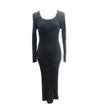 リエンダ rienda ニット ワンピース マキシ ロング リブ 背中開き 長袖 F 黒 ブラック /AU