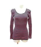 ダブルスタンダードクロージング ダブスタ DOUBLE STANDARD CLOTHING ニット カットソー ボーダー 長袖 リブ カシミヤ混 F ピンク 黒 ブラック /MN