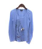 スポーツ SPORT 62Tシャツ カットソー Uネック プリント リボン 長袖 XS 青 ブルー 黒 ブラック /MS