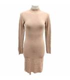ロイヤルパーティー ROYAL PARTY ワンピース ひざ丈 ニット ハイネック 長袖 F ベージュ /YK