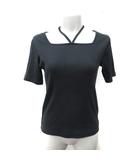 カットソー スクエアネック リブ 半袖 S 黒 ブラック /YI
