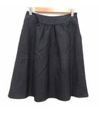 エフデ ef-de フレアスカート ひざ丈 リボン ウール 9 M 黒 ブラック /YK