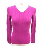 ニット カットソー Vネック ケーブル 長袖 38 M 紫 パープル /YK