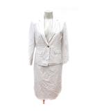 ポールスチュアート PAUL STUART スーツ セットアップ 上下 テーラードジャケット シングル タイトスカート ミモレ ロング 4 L 白 オフホワイト /MN