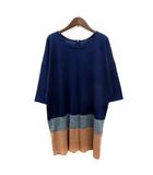 グリーンレーベルリラクシング ユナイテッドアローズ green label relaxing ワンピース ニット ミニ 七分袖 紺 ネイビー /MN