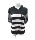 ダブルスタンダードクロージング ダブスタ DOUBLE STANDARD CLOTHING ジャケット パーカー ボーダー ビーズ 半袖 F 黒 ブラック ベージュ /YI