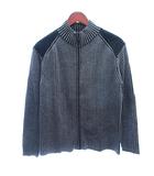 ニット カーディガン ジップアップ スタンドカラー 切替 ウール 長袖 M グレー /AU