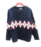 フリークスストア FREAKS STORE ニット セーター ケーブル アーガイル柄 長袖 F 紺 ネイビー /AU