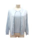 アンサンブル ニット カーディガン カットソー 半袖 38 M 水色 ライトブルー /MN