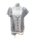 フランシュリッペ franche lippee black カットソー ボーダー 半袖 M 白 オフホワイト 黒 ブラック /YI