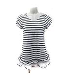 フランシュリッペ franche lippee チュニック ボーダー レース 半袖 M 白 ホワイト 黒 ブラック /YI