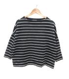 Tシャツ カットソー ボートネック ボーダー 長袖 S 黒 ブラック 白 ホワイト /MS