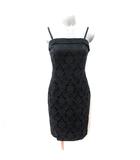 キャミワンピース ひざ丈 総柄 36 S 黒 ブラック /YI