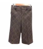 23区 オンワード樫山 クロップドパンツ グレンチェック ウール 36 S 茶 ブラウン /YK
