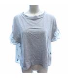 フランシュリッペ franche lippee カットソー ボートネック 切替 アニマル柄 総柄 半袖 M グレー /AU